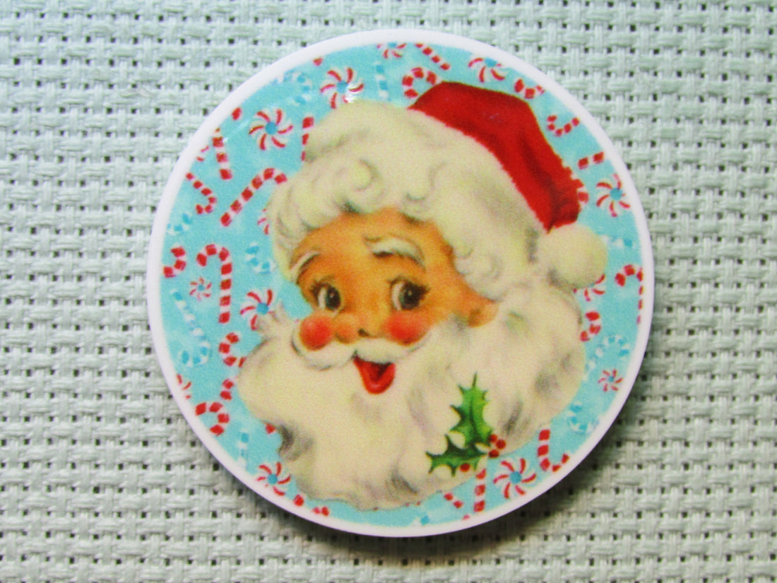 First view of the Santa with Candy Canes Needle Minder