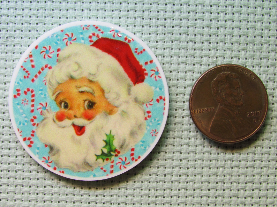 First view of the Santa with Candy Canes Needle Minder