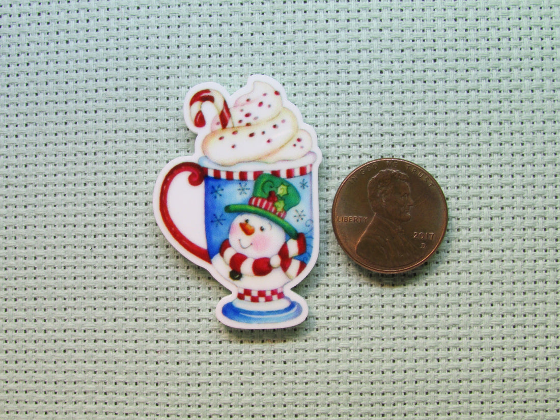 First view of the Snowman Christmas Mug of Cocoa Needle Minder