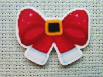 First view of the Red Santa Christmas Bow Needle Minder