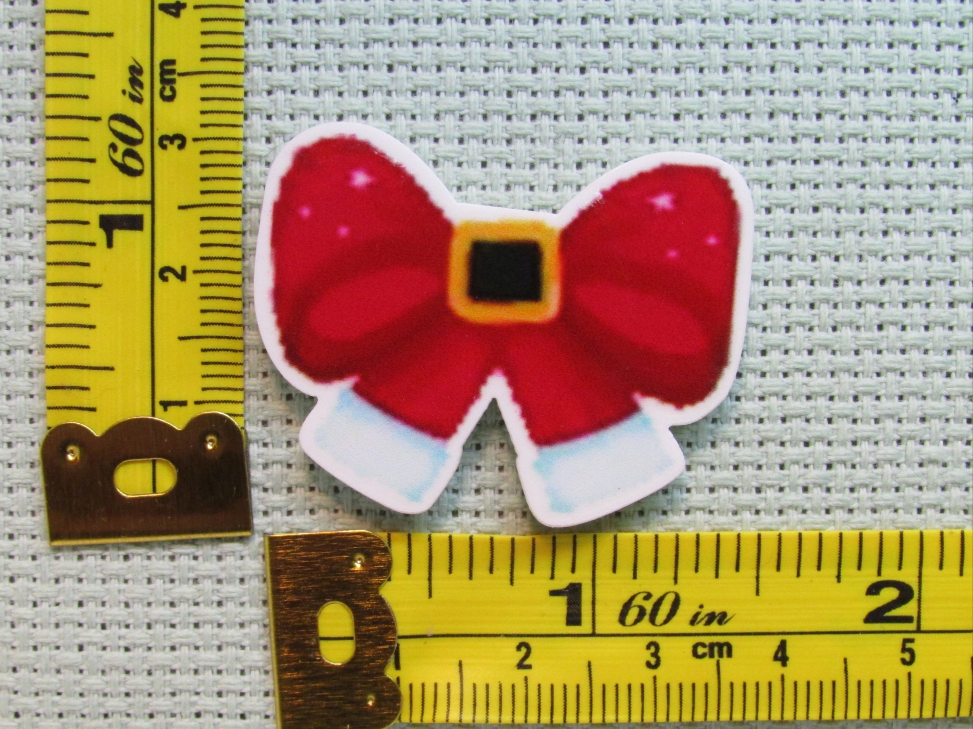 Third view of the Red Santa Christmas Bow Needle Minder