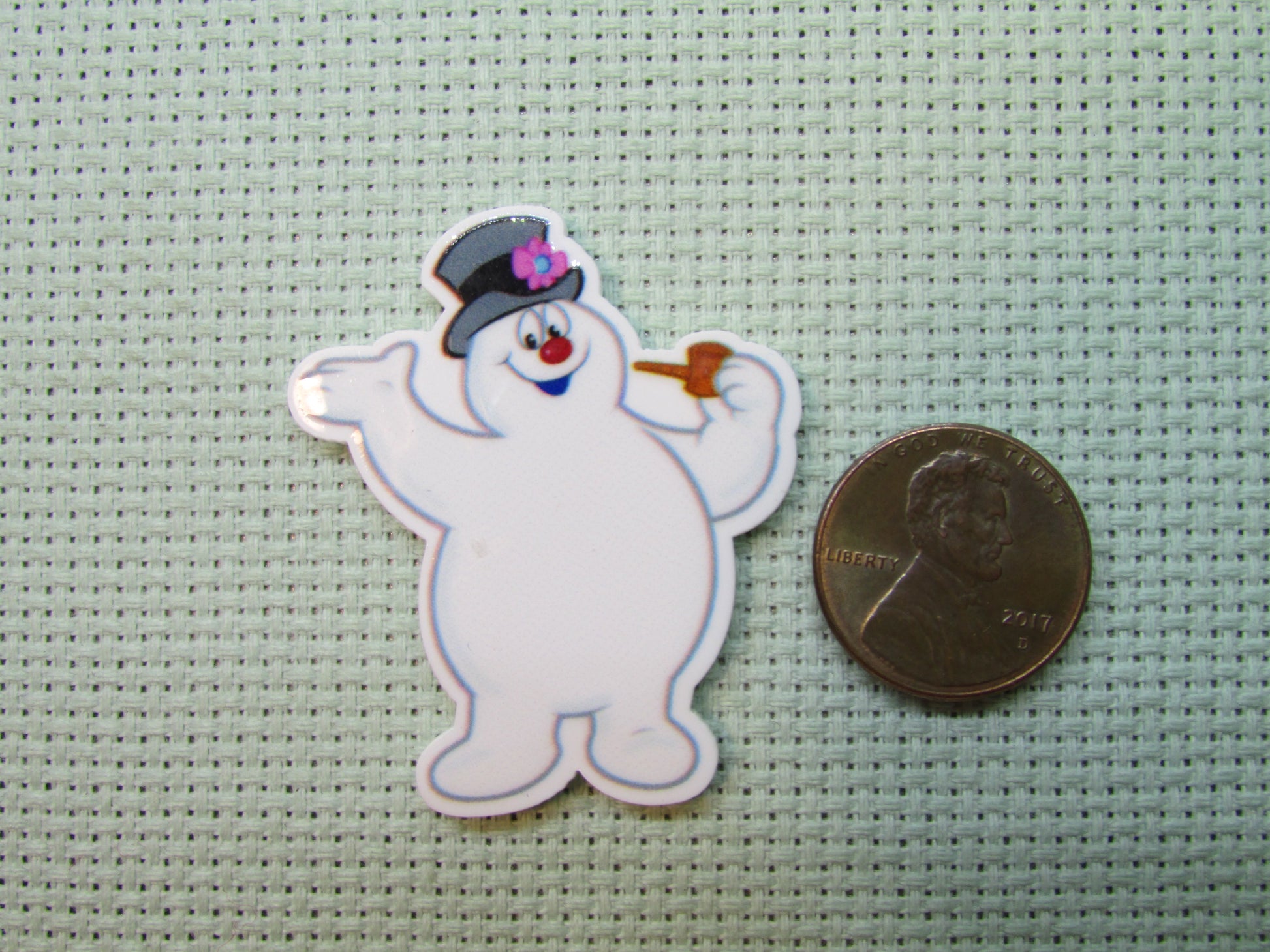 Second view of the Frosty the Snowman Needle Minder