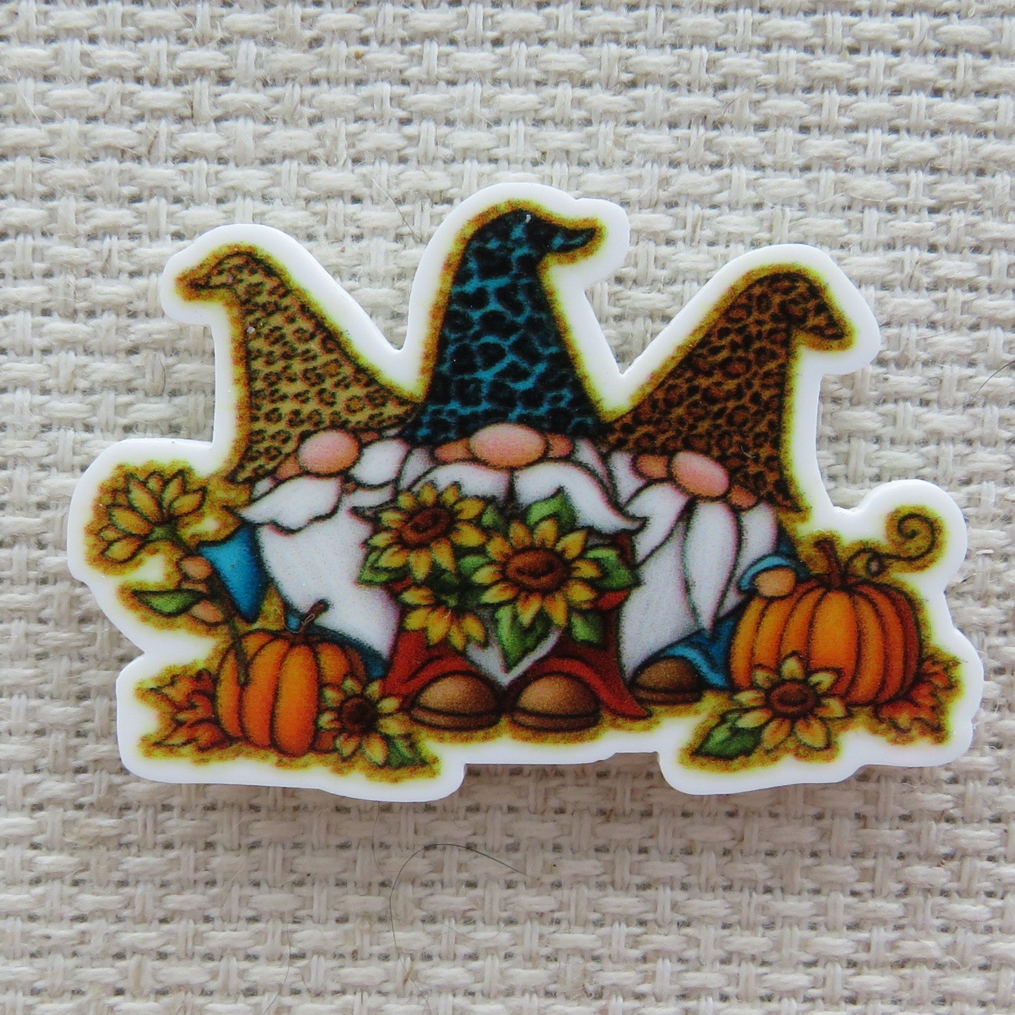 First view of Sunflower and Pumpkin Gnomes Needle Minder.