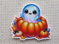 First view of Ghost in a Pumpkin Needle Minder.