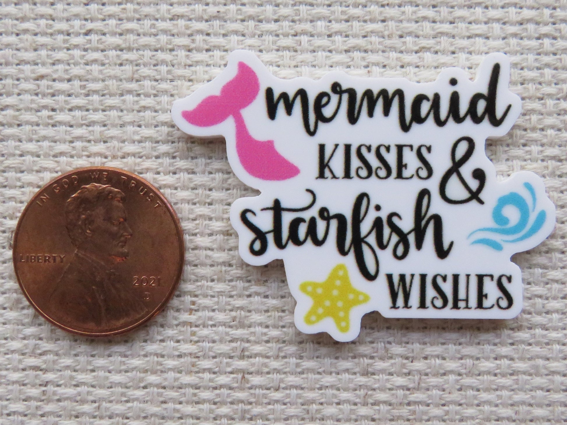 Second view of Mermaid Kisses & Starfish Wishes Needle Minder.