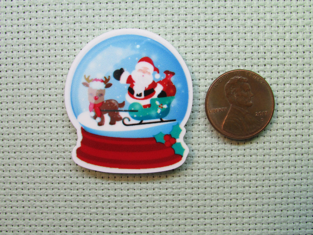 First view of the Santa In A Snow Globe Needle Minder