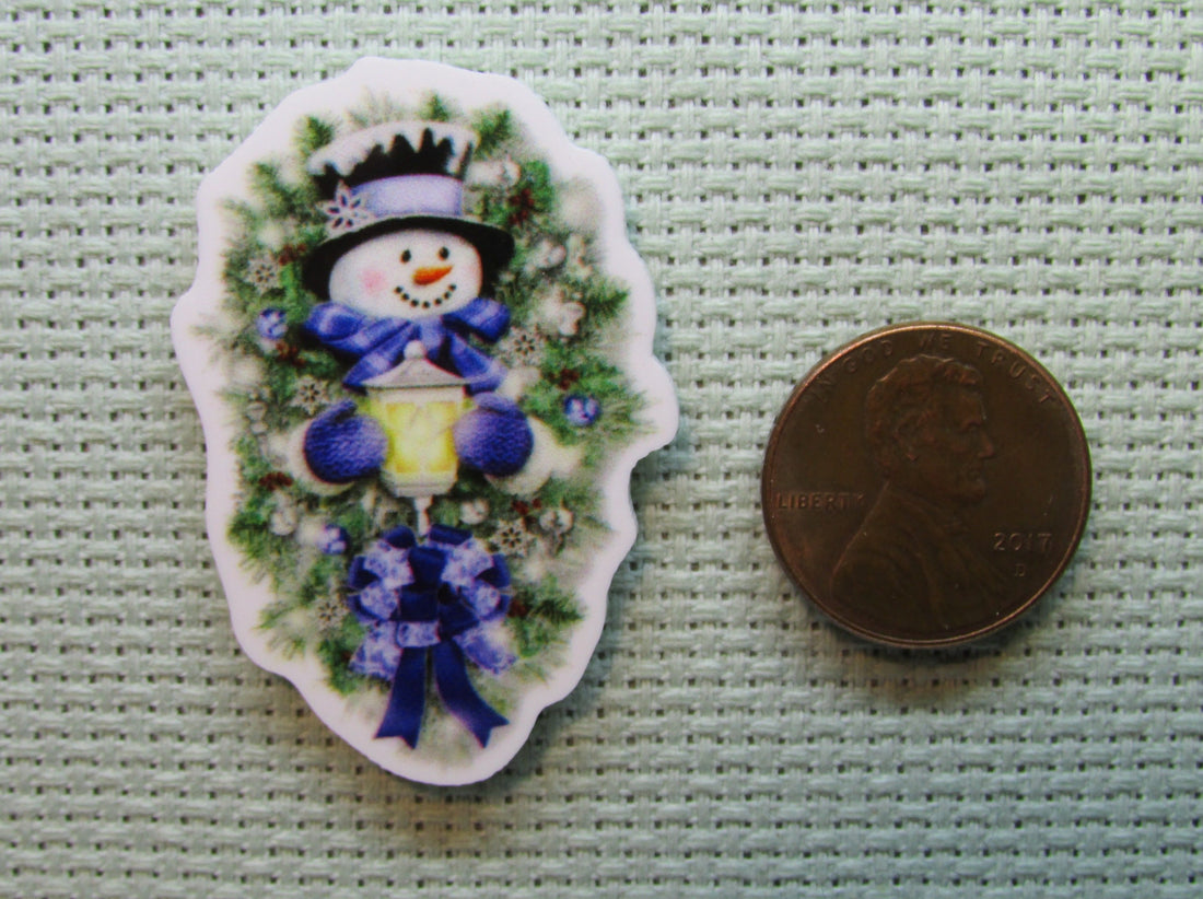 First view of the Adorable Blue Snowman Needle Minder