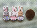 Second view of the Bunny Trio in Easter Eggs Needle Minder
