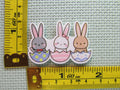 Third view of the Bunny Trio in Easter Eggs Needle Minder