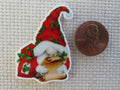 Second view of Christmas Gnome Checking his List Needle Minder.