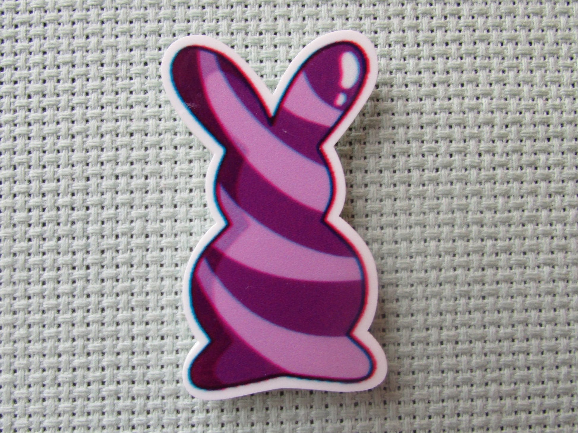 First view of the Purple Swirl Bunny Needle Minder