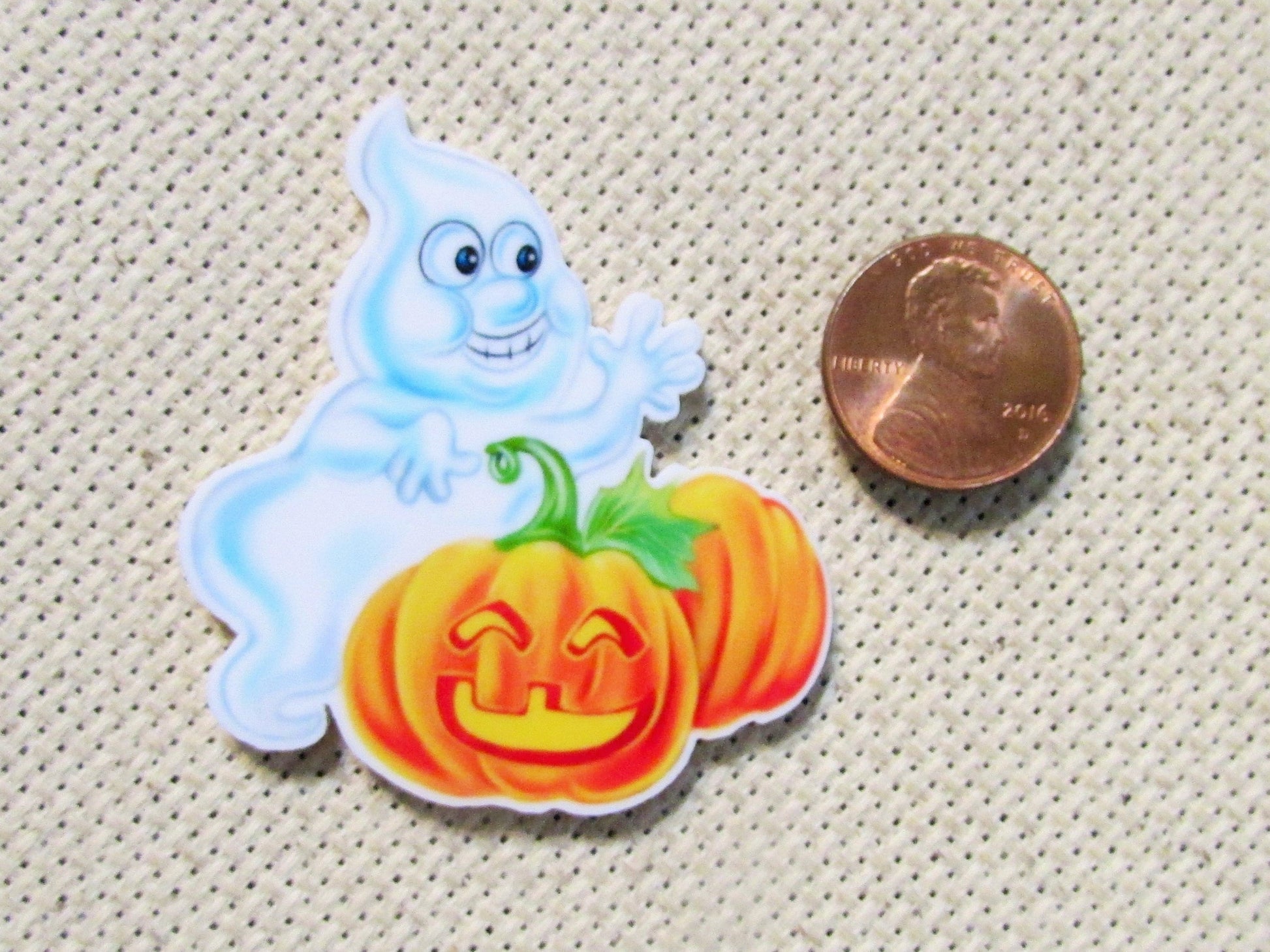 Second view of the Ghost and Pumpkins Needle Minder