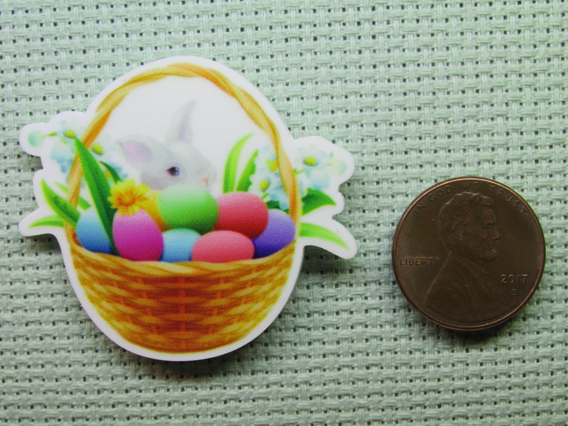 Second view of the Easter Bunny Basket Needle Minder