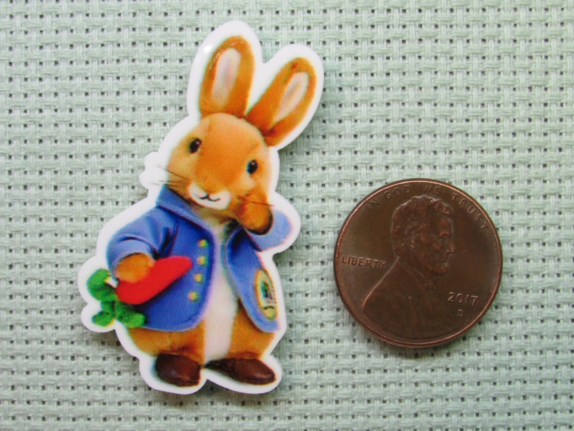 Second view of the Easter Bunny Wearing a Coat Needle Minder