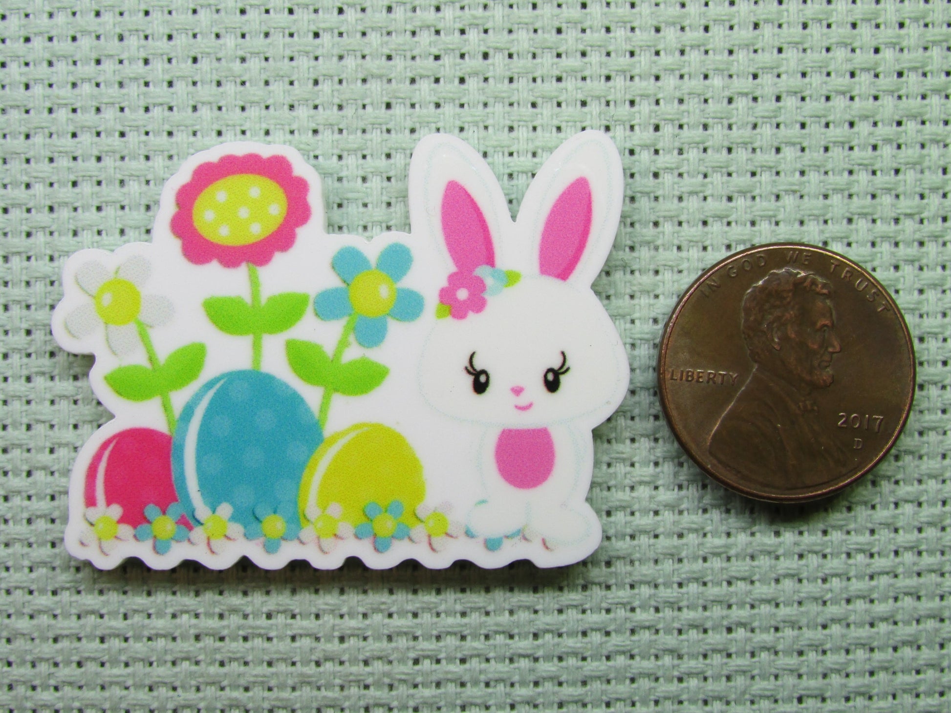 Second view of the Easter Bunny in the Garden Needle Minder