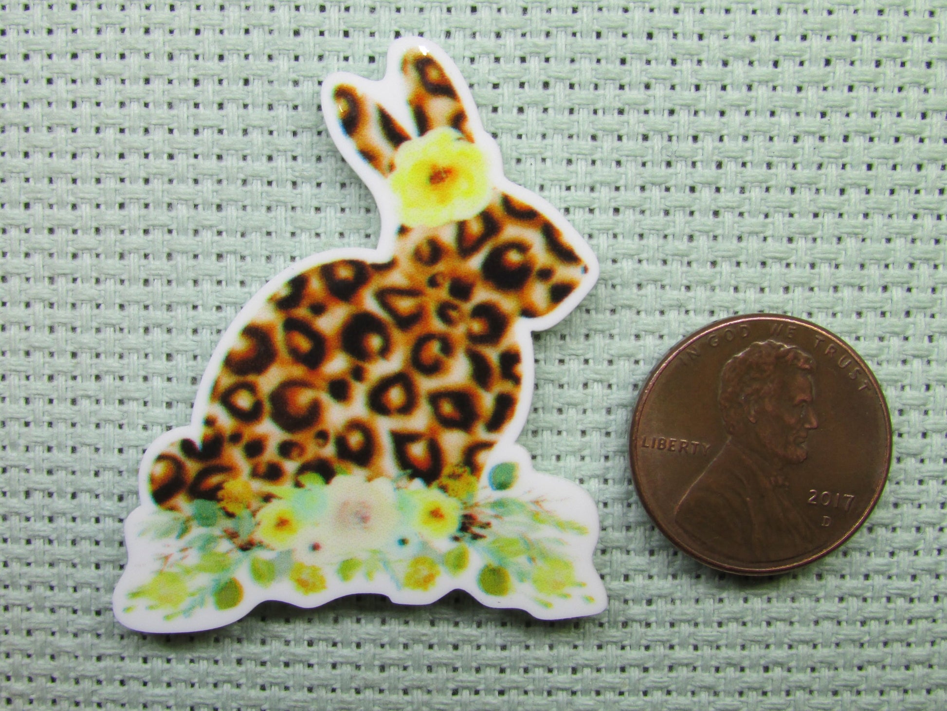 Second view of the Animal Print Bunny Needle Minder