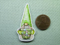 Second view of the Green Gnome with A Basket Full of Easter Eggs Needle Minder