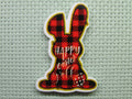 First view of the Red and Black Checkered Easter Bunny Needle Minder