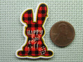 Second view of the Red and Black Checkered Easter Bunny Needle Minder