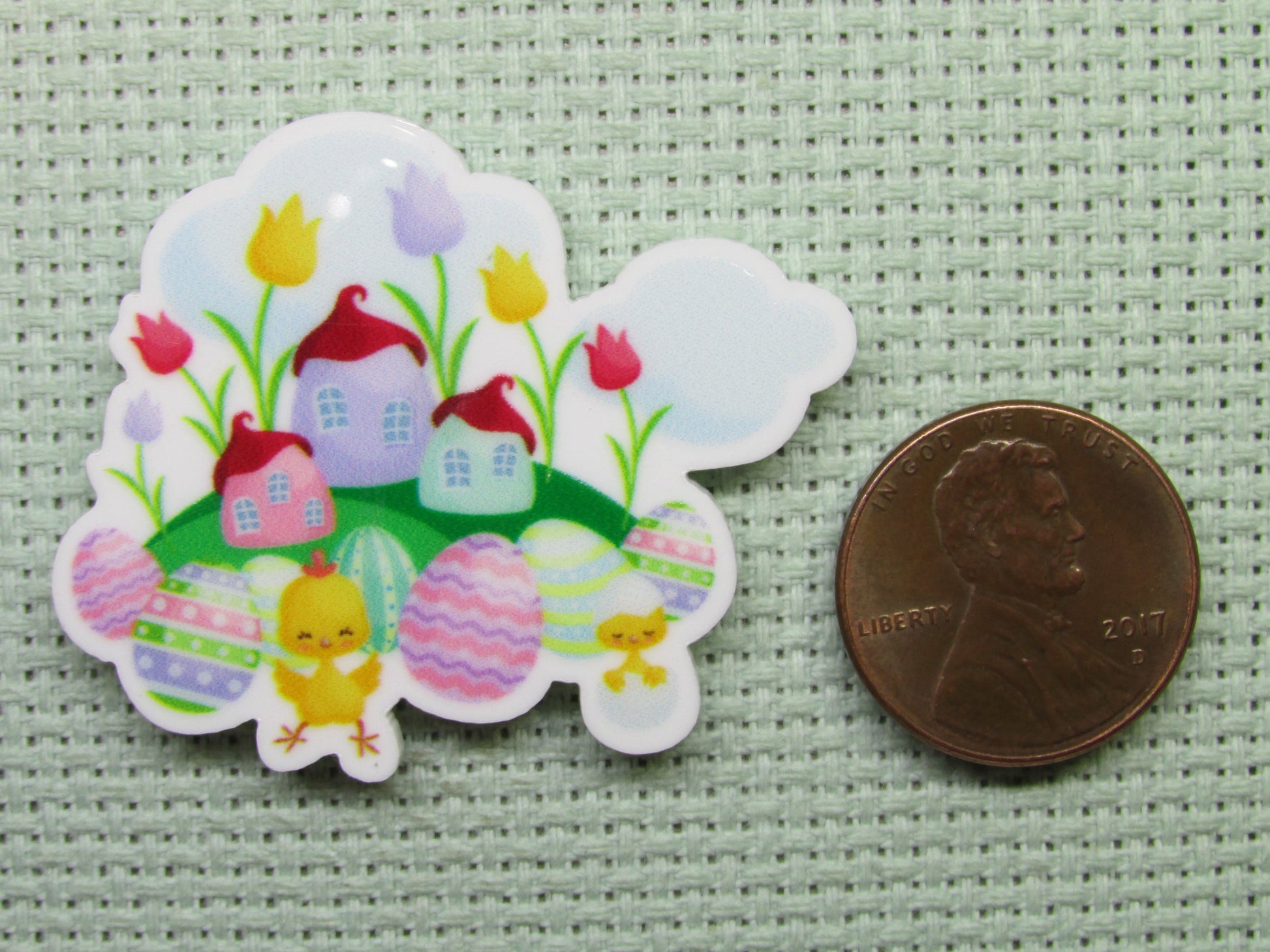 Second view of the Cute Little Springtime/Easter City Needle Minder
