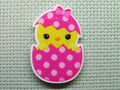 First view of the Cute Chick Peeking Out of a Pink Polka Dot Easter Egg Needle Minder