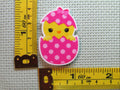 Third view of the Cute Chick Peeking Out of a Pink Polka Dot Easter Egg Needle Minder
