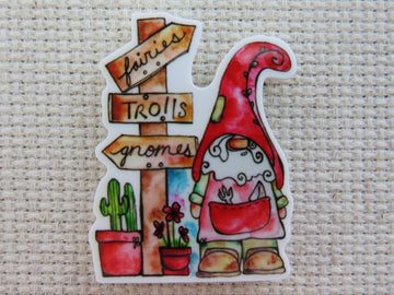 First view of Red Garden Gnome Needle Minder.