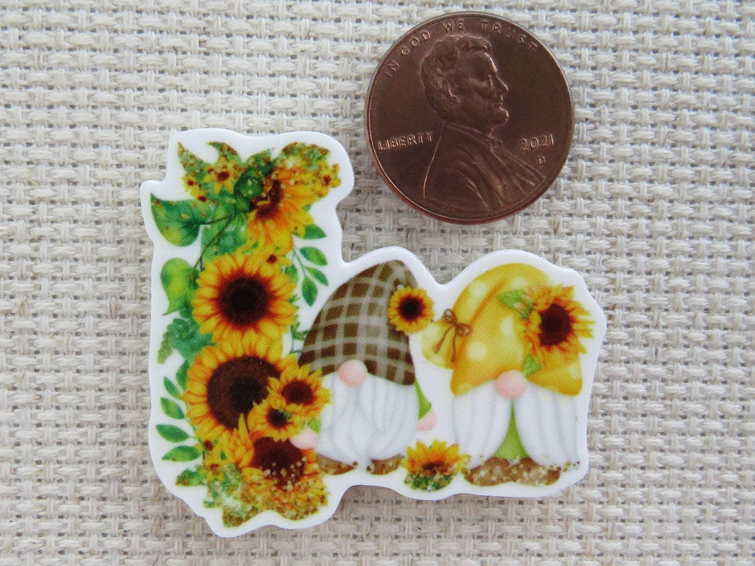 First view of A Pair of Sunflower Gnomes Needle Minder.
