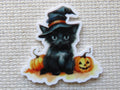 First view of Cute Black Cat Sitting with Pumpkins Needle Minder.