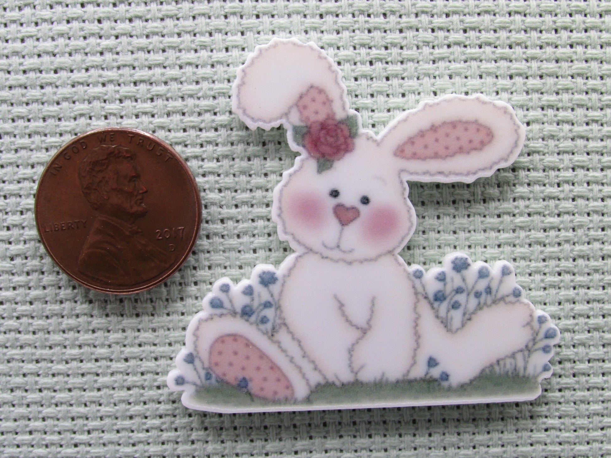 Second view of the Cute Bunny Sitting in Flowers Needle Minder