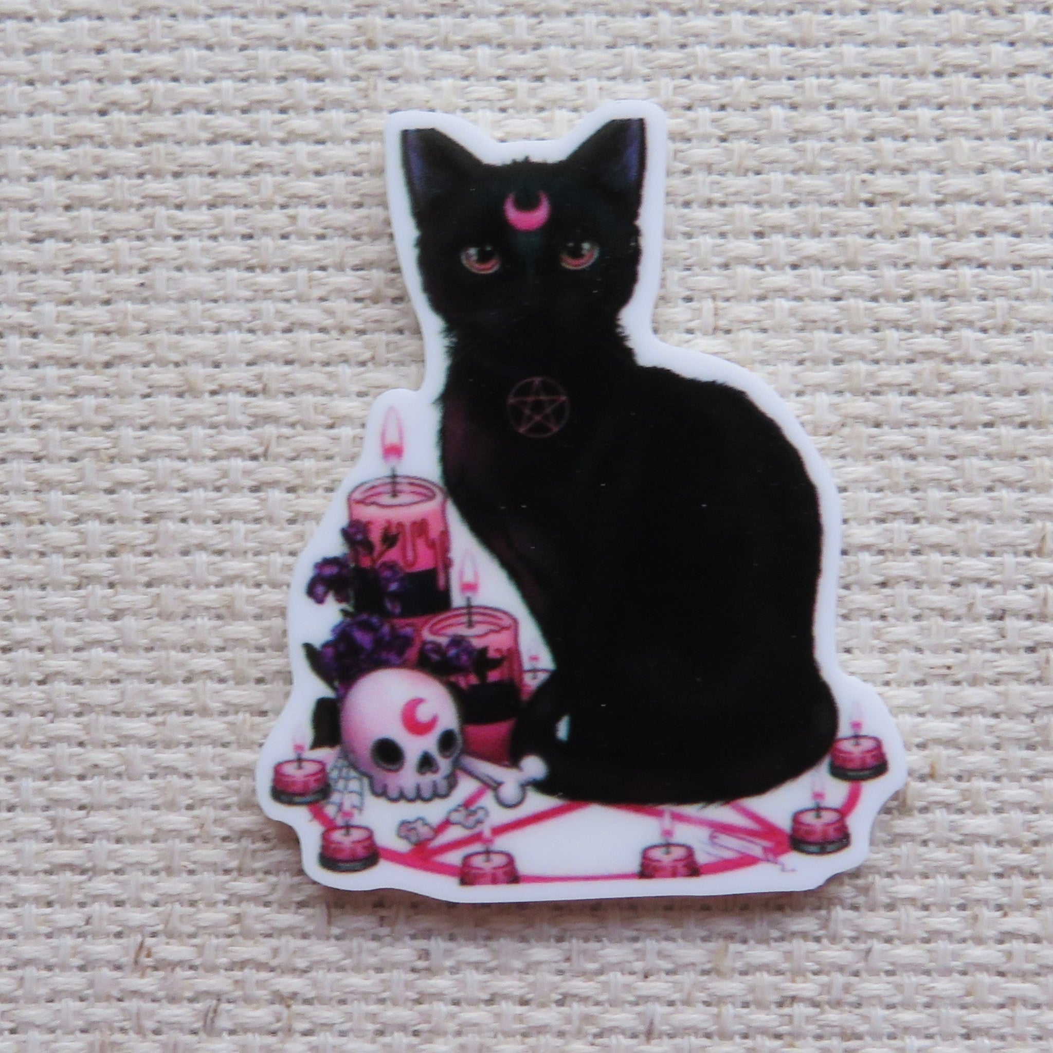 First view of Black Pentagram Cat Needle Minder.