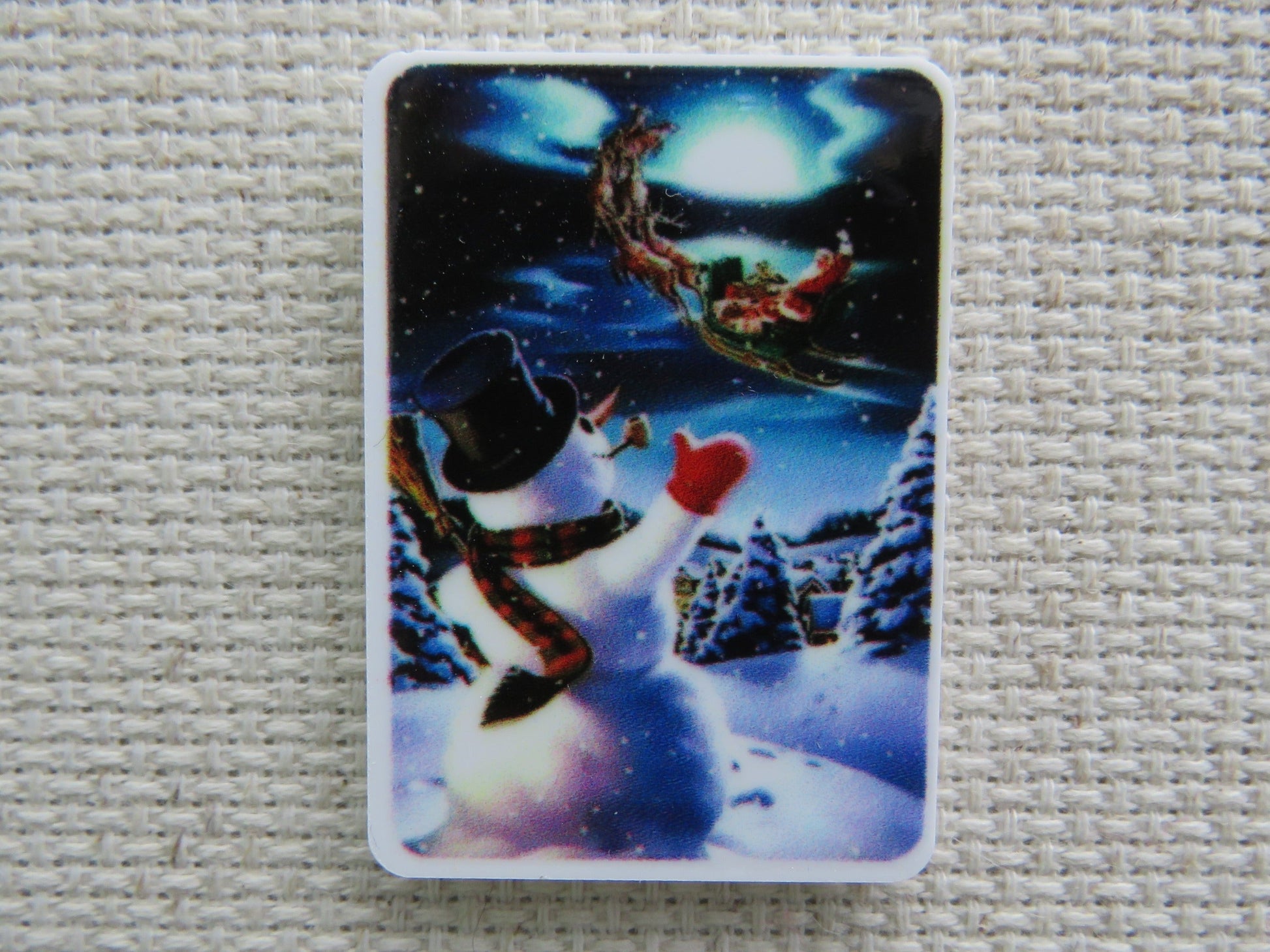 First view of Snowman Christmas Scene Needle Minder.