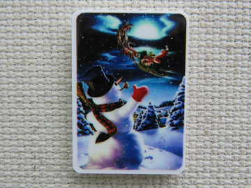 First view of Snowman Christmas Scene Needle Minder.