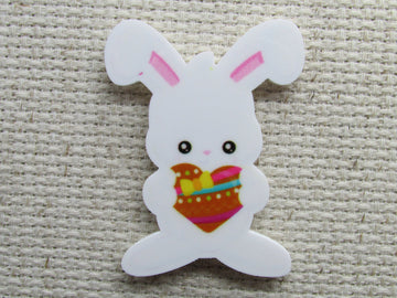 First view of the Easter Bunny Holding a Heart Needle Minder