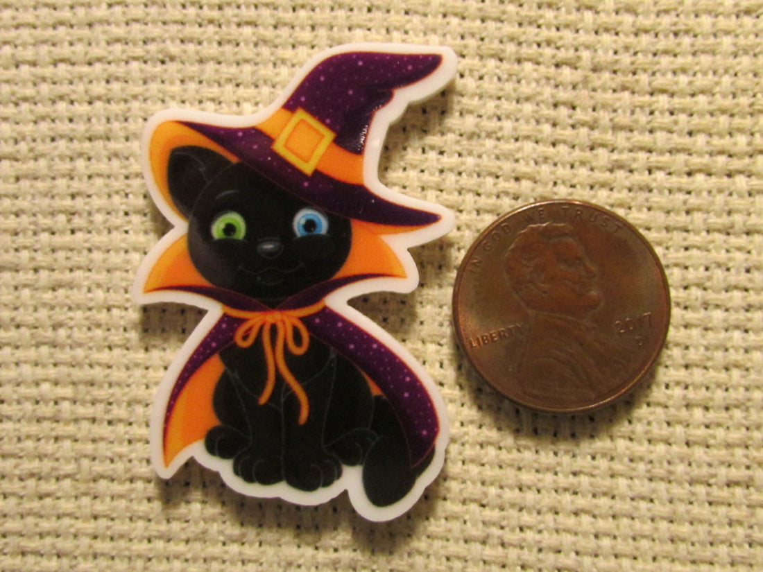 First view of the Black Cat Dressed as a Witch Needle Minder