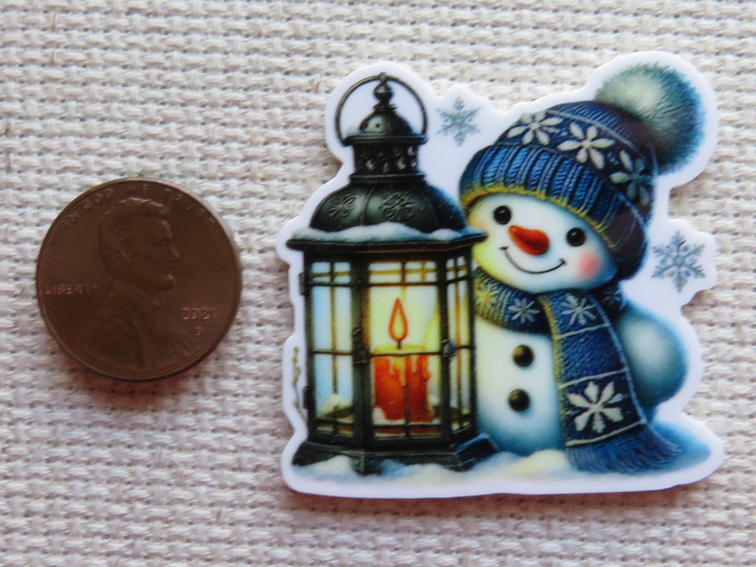 First view of Snowman with a Candle Lantern Needle Minder.