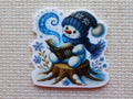 First view of Blue Reading Snowman Needle Minder.