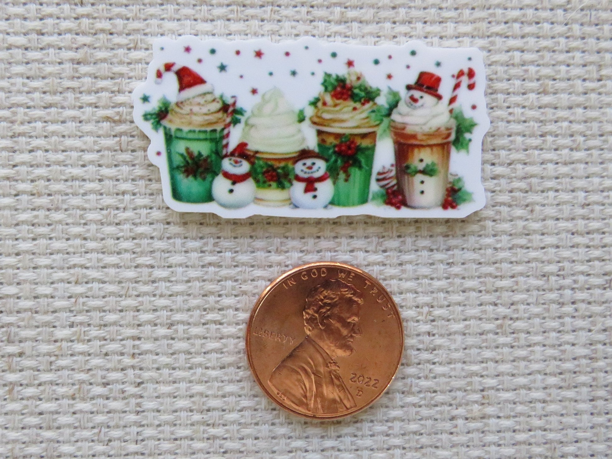 Second view of Snowman Drinks Needle Minder.