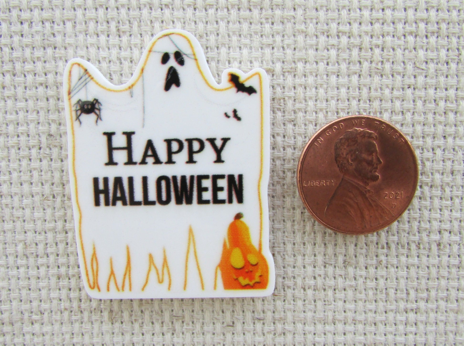 Second view of Happy Halloween Ghost Needle Minder.
