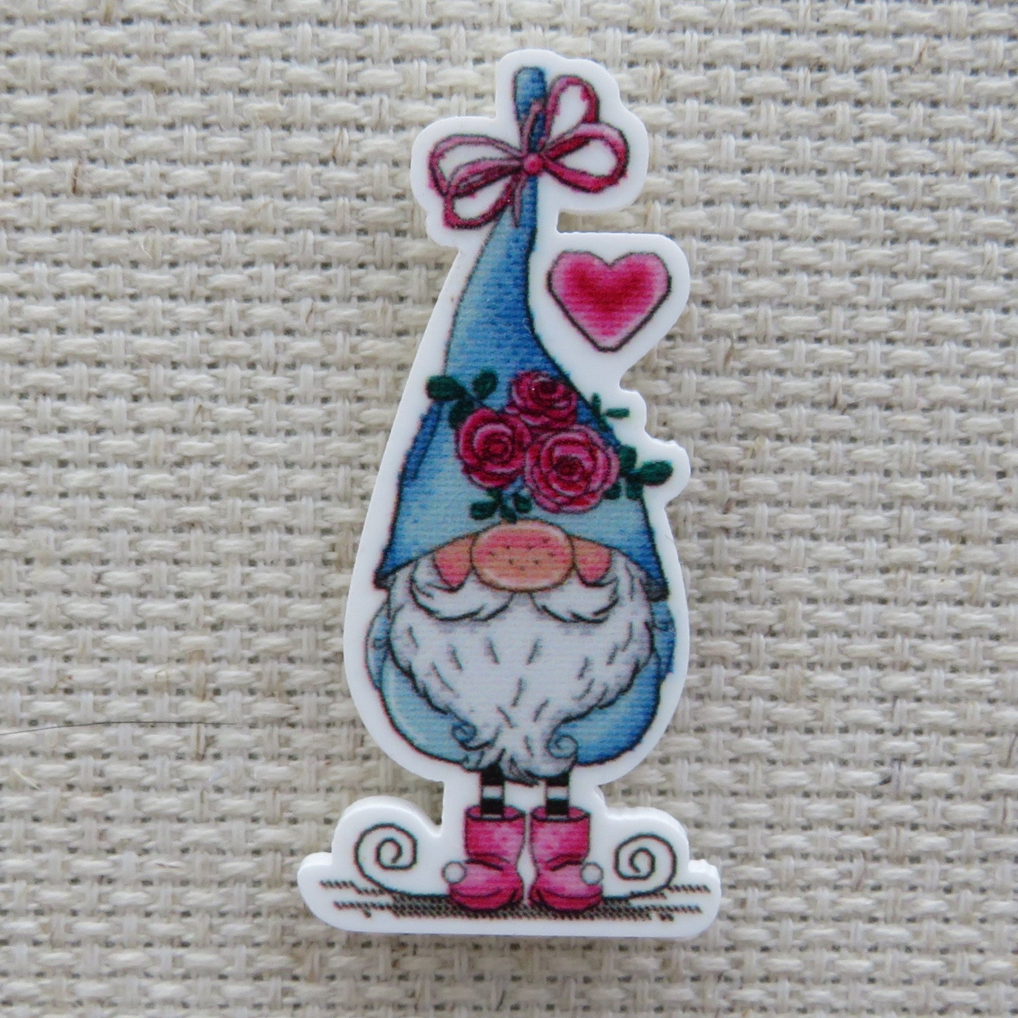 First view of Springtime Love Gnome Needle Minder.