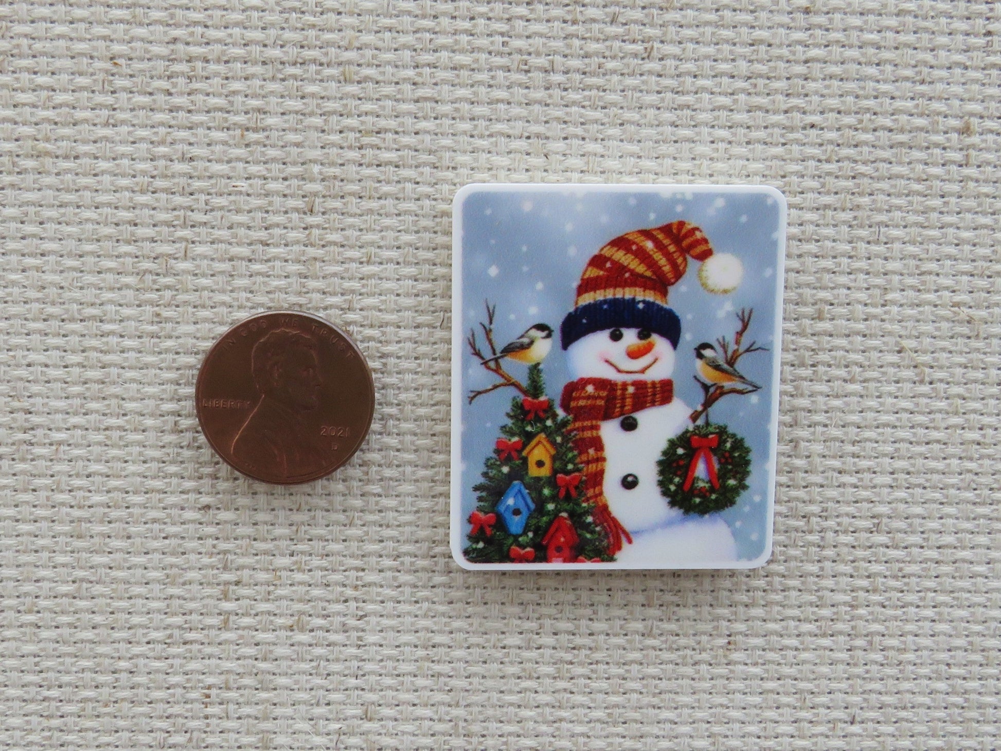 Second view of Bird House Snowman Needle Minder.